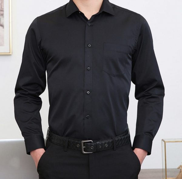 商務職業銷售印製綉字Logo單袋黑色襯衫